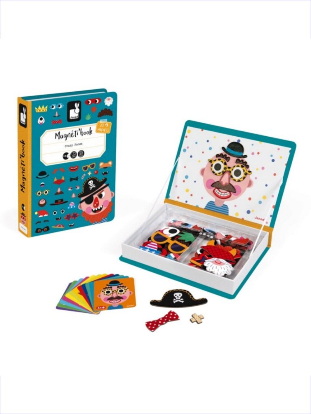 Janod Magnetibook Boy’s Crazy Faces 3-8 Years Travel-friendly Toy New Sealed